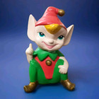 2 Pixies Pair Ceramic 7  Sitting Gnome Elf Mcm Figurine  Christmas  Handpainted