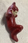Vintage Gilner   Ceramic Pixie Elf Figurine Red Reclining Japan Paper Tag