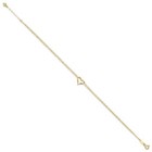 14k Yellow Gold Double Strand Heart 9 Inch With 1 Inch Extension Anklet
