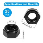 25 Pack Stainless Steel Nylon Insert Hex Lock Nuts 3 8-16 Nylock