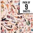 Vintage Pinups 20 x28  Art Gift Wrap Pack Of 9 Folded Sheets