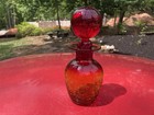 Vintage Rainbow Crackled Glass Decanter   Tangerine   Ball Stopper   Number 2