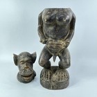 Baule Monkey Vessel With Lid C  te D ivoire
