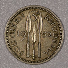 1952 Zimbabwe Southern Rhodesia 3-pence  george Vi  Copper-nickel Coin  Au