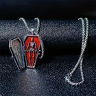 Punk Skeleton Coffin Pendant Necklace Cross Skull Stainless Steel Chain Jewelry