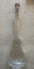 Rare Vtg Guitar Shaped Heavy Clear Glass Bottle 12    Mint