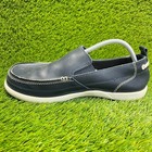 Crocs Walu Mens Size 10 Navy Blue Casual Classic Leather Slip On Loafer Shoes