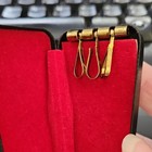 Black Leather Key Case Holder Red Interior Gold Tone Metal Hooks Cadillac Logo