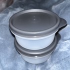 New 2 Tupperware 1 Cup Round Snack Storage Container Gray Black Seal Lid Set Lot