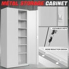 71  Lockable Heavy Duty Metal Storage Cabinet W  5 Adjustable Shelves White