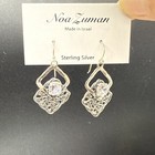 Noa Zuman Sterling Silver 925 Cubic Zirconia Dangle Earrings  Made In Israel New