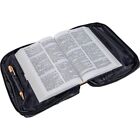 Medium Black Genuine Leather Bible book Cover Case Zippered Organizer