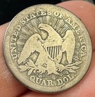  1896  Silver Seated Quarter With Rays Engraved Love Token