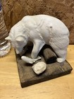 Porcelain Bear Fish Fishing Log Cabin Decor Vintage