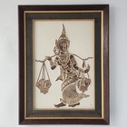 Vintage Thai Temple Charcoal Rubbing Wat Pho Art Southeast Asian Framed Pair 