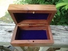Wooden Trinket Box Inlaid Brass Anchor Hinged Lid Blue Velvet Lining 4 X 2