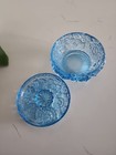 Vintage Fenton Art Glass Blue Floral Powder Jar Trinket Box With Lid 