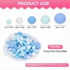 120 Pcs Fuzzy Pom Poms Balls Assorted Sizes For Diy Crafts Light Blue Series