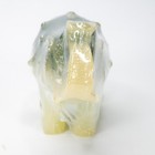 Carved Jade Look Elephant Figurine Ombre Green White Stone Trunk Up Statue