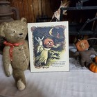 Old Primitive Vintage Victorian Style Halloween Pumpkin Head Ghost Man Poem Sign
