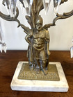 Antique Brass  Crystal   Marble Roman Warrior Girandole Candelabra Victorian 15   