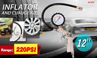 Dial Tire Inflator Gauge Flexible Hose 220 Psi Pistol Style Air Chuck Pneumatic