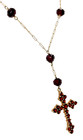 10k Yellow Gold Garnet Rosary Necklace 32 5  Catholic Christian Cross Estate