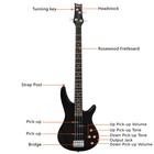 Gib Electric Bass Guitar Full Size 4 String Black  Nice Gifts
