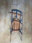 Yankee Clipper Antique Wooden Snow Sled  Blue  Excellent Condition 