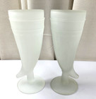 Vtg  2-indiana Glass Tiara Frosted Powder Horn Pilsner Beer Glasses