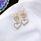 Elegant Women 925 Sterling Silver Earrings Crystal Heart Shell Heart Tassel 1565