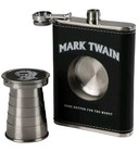 Mark Twain Cigar 6oz Flask With Shot Cup  New In Box  Never Used                 