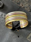 Vintage Brass Copper Silver Fused Cuff Bracelet Unique Made In Usa 1990 s Womens
