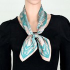 100  Silk Scarf Women Vintage Blue Flower Kerchief Square Bandana Wrap 53 53cm
