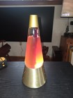 Original Vintage Retro Lava Lamp Light Gold Starlight Base Red Wax 14  1970   s