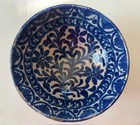 Antique Fajalauza Bowl  6 Inch Lebrillo  Spain    Blue And White Flower Motif