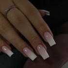 Ombre Pink Press On Nails Long Square Shaped Gradient French Fake Nails Press On