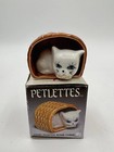 Vintage White Kitten Cat Sleeping In Basket Bone China Figurine Hand Painted Nib