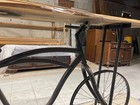 Quirky Vintage Beach Cruiser Bicycle Entry Table W  Live Edge Wooden Tabletop