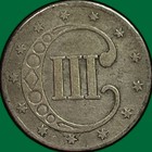 1853 Three Cent Silver Trime Almost Uncirculated Au Coin  Cleaning  29959