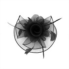 Flower Feather Mesh Bow Fascinator   Headband Hair Punch Clip Black 7  X 7 