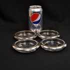 Leonard Crystal Glass Silver Plated 4 Coasters Starburst Pattern Vintage