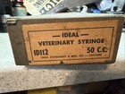 Vintage Ideal Vaco-metal Veterinary Syringe 50cc W  Glass Barrel   Box Id112