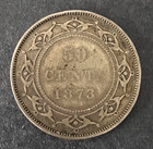 1873 Newfoundland Canada Circulated 50 Cent 50c Silver Coin - Ships Free