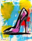 Original Stiletto Shoe 11x14 Canvas Bold Expressionist Painting Signed Decor Art