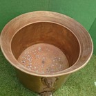 Vintage Hammered Copper Lion Head Jardiniere Planter Cachepot Paw Feet 13 x15 