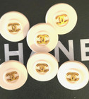 Auth Vintage 6 Chanel  Resin Round White gold  Cc Logo 18 Mm Stamped