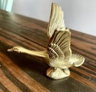 Vintage Flying Solid Brass Mallard Duck Figurine    