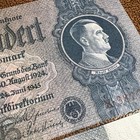 Third Reich Currency Adolf Hitler Banknote - 100 Reichs Mark  one  Cotton Paper 