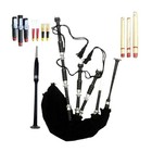 Scottish Highland Bagpipe  Black Rosewood Silver Mounted Design With Accessories